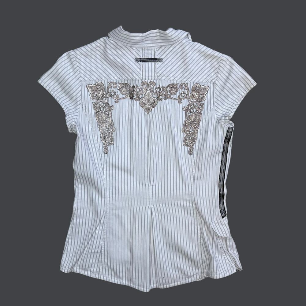 3J Workshop Johnny Was Button Front Embroidered Cargo Pocket Shirt Small